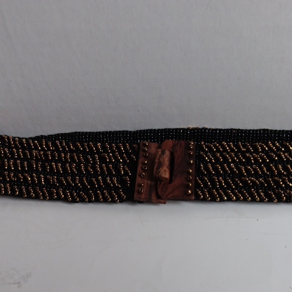 BEADED METALLIC/ WOOD BROWN BLK BELT